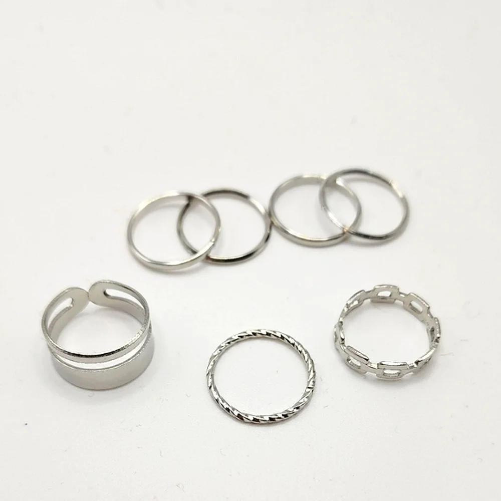 🔥NEW🔥7 Pcs Ring Set Silver Color